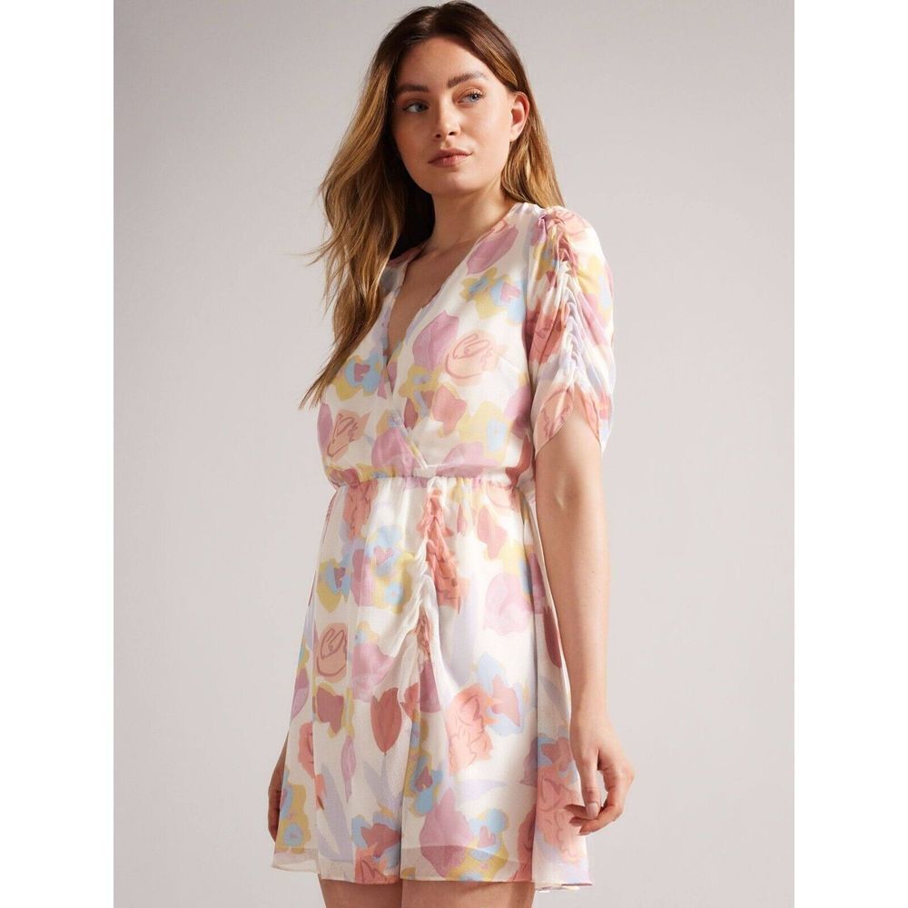 Ted Baker London Dress‎ Women's  Size 8  Pink Juleah Floral Print Short Sleeve